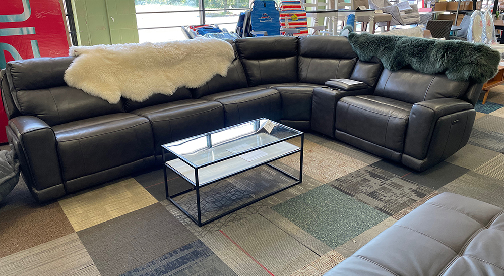 1874 Dark brown leather sectional