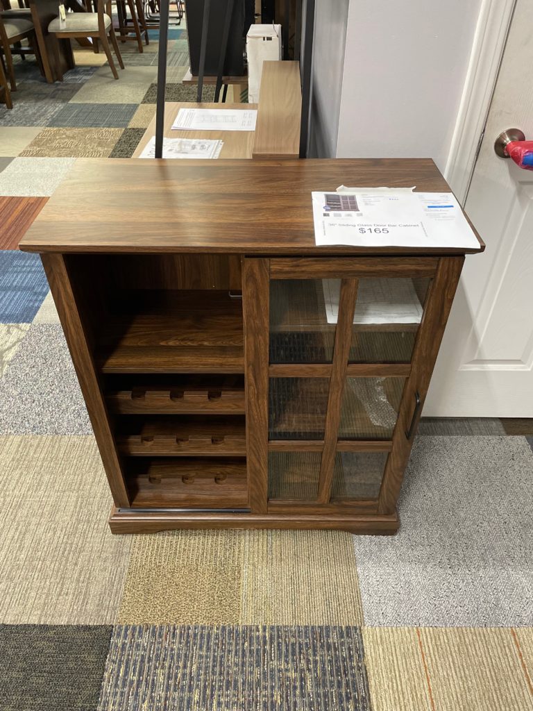 Dark wood Cabinet with half glass door