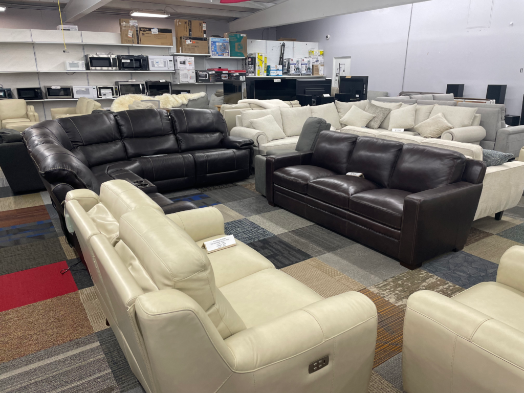 Off white, beige, Dark brown and gray loveseats, sectionals, couches