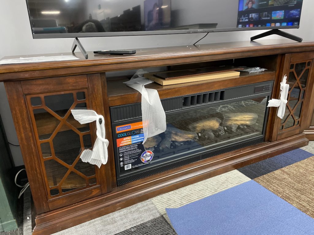 TV Console with fireplace insert