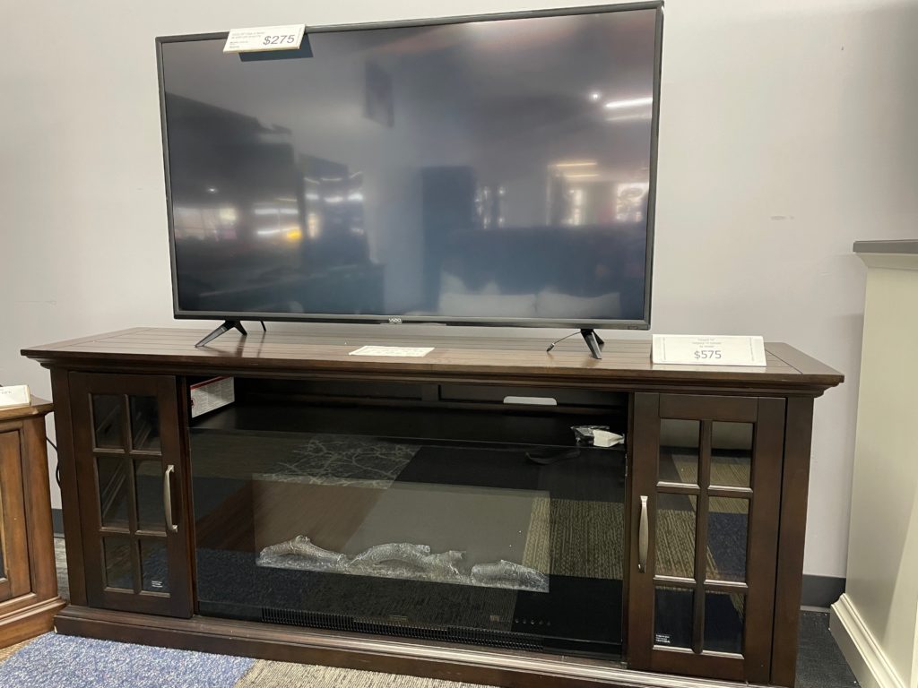 2-door TV console with fireplace insert