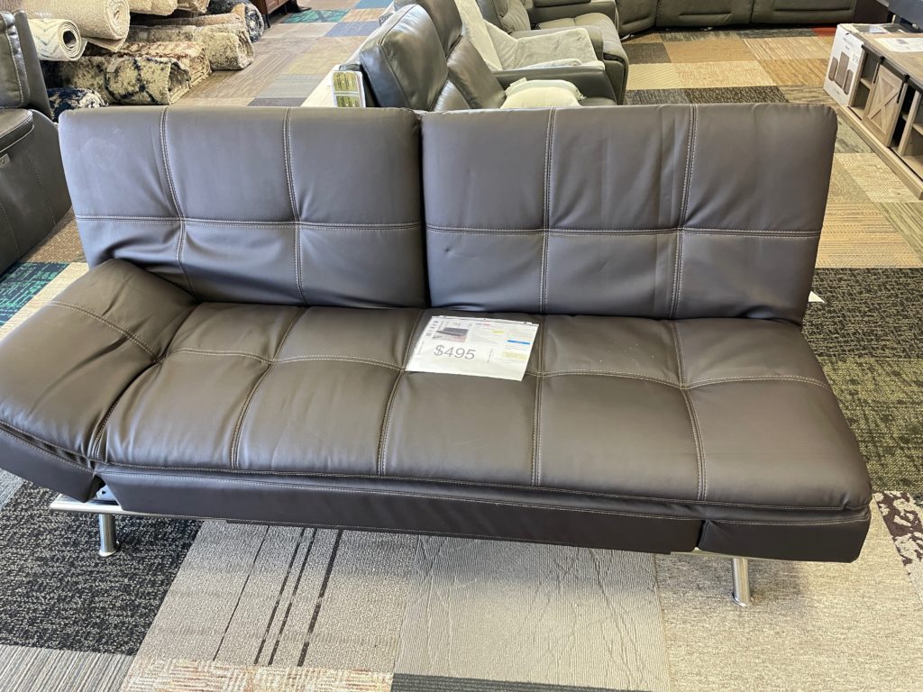 Gray leather futon