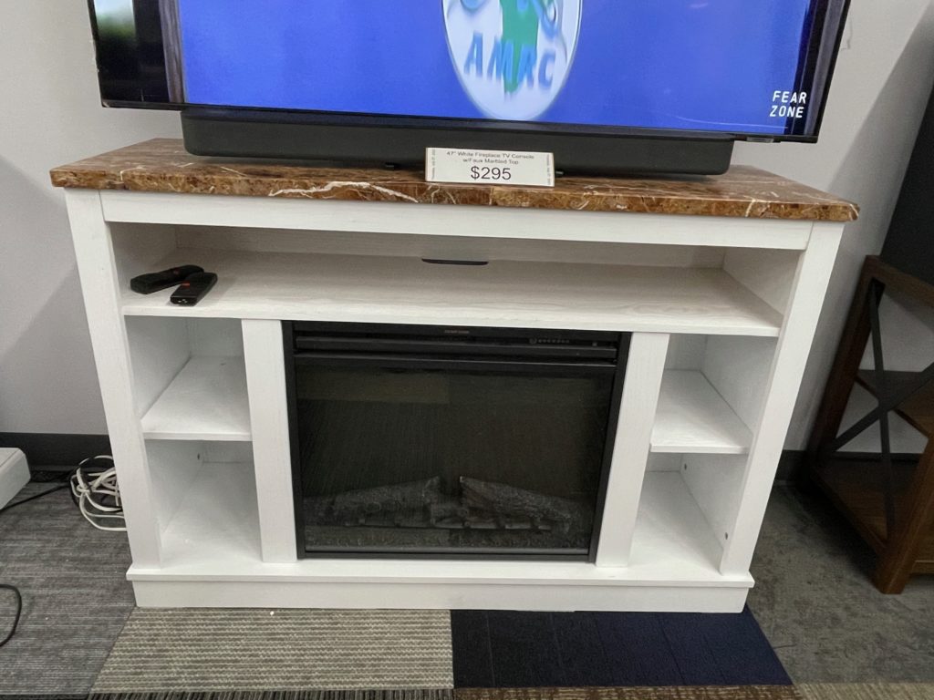 TV Console with 5 shelves and fireplace insert