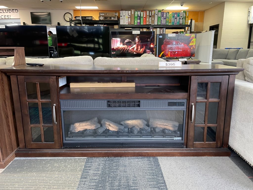 TV console with fireplace insert