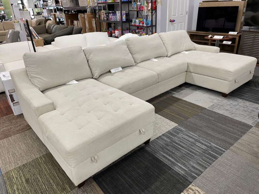 Light beige sectional with 2 chaises