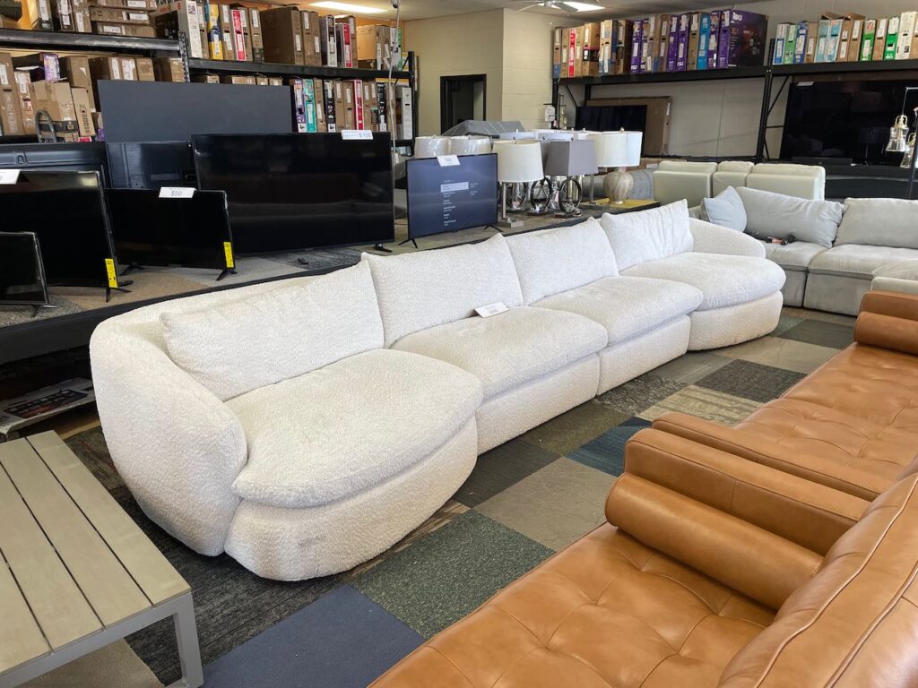 White fabric sectional