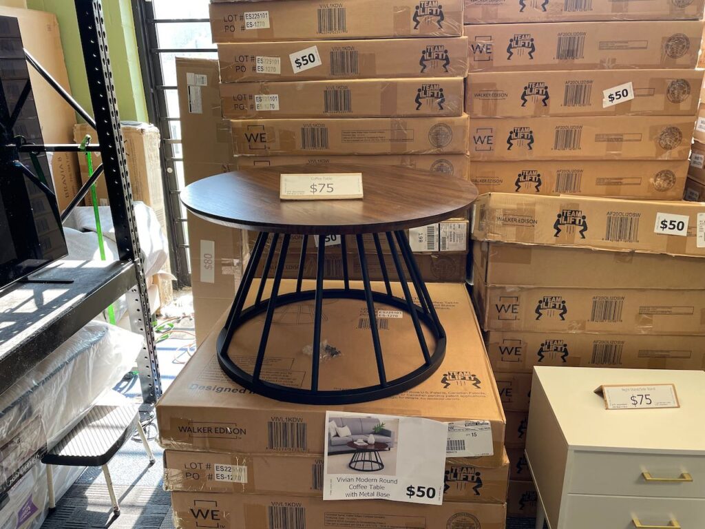 Vivian Modern Round Coffee Table with metal base