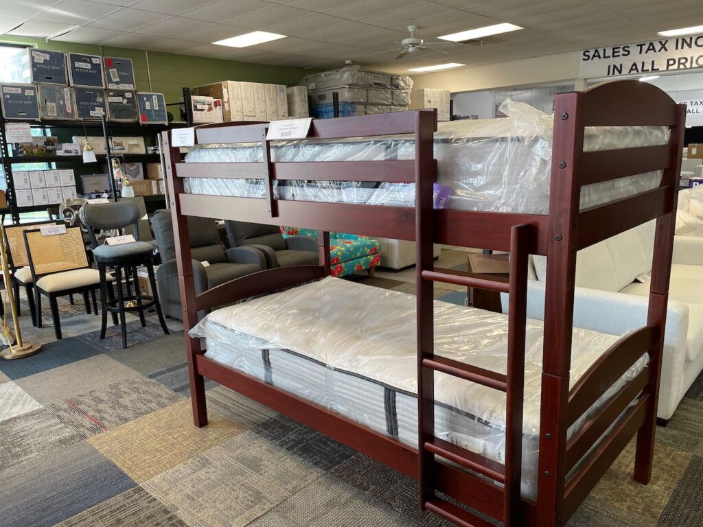 Wooden mahogany tone bunk bed
