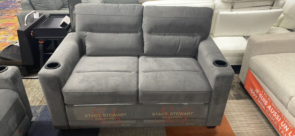 Stacy Stewart Collection Light gray fabric mini couch