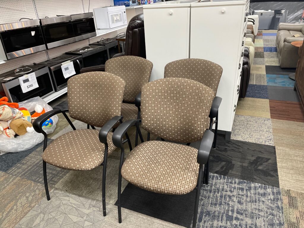 Four Modern Dining Chairs with brown/white pattern