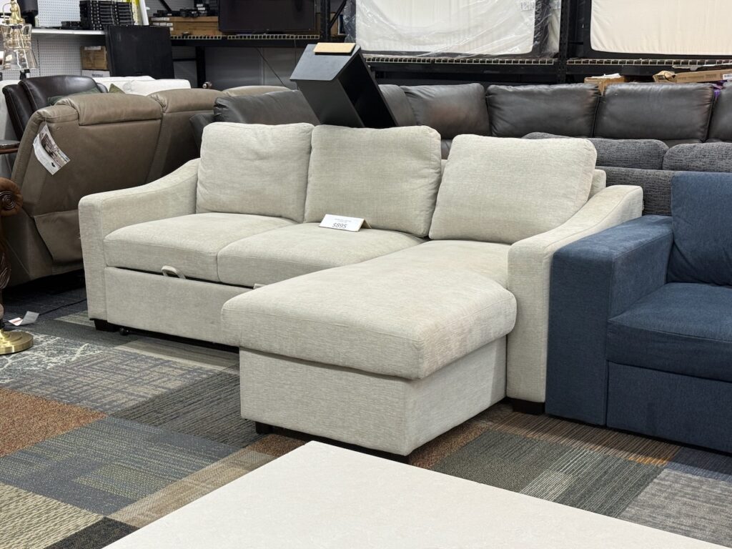 White fabric sofa with lounge