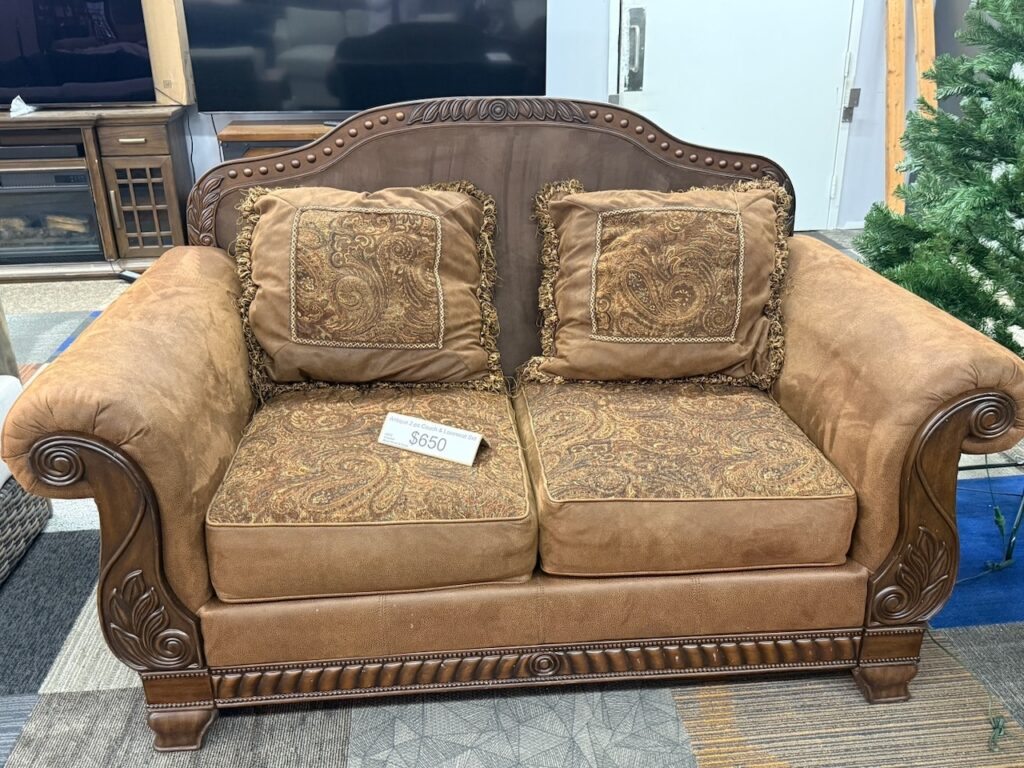 Brown Victorian Style Love Seat