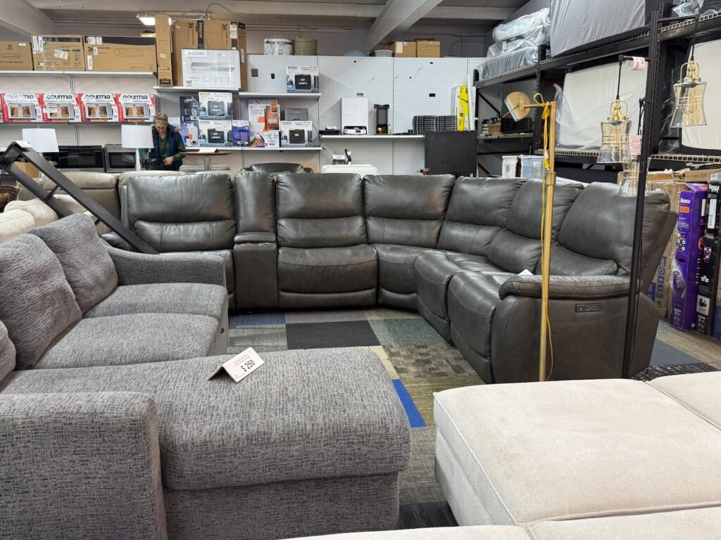 Dark brown leather sectional