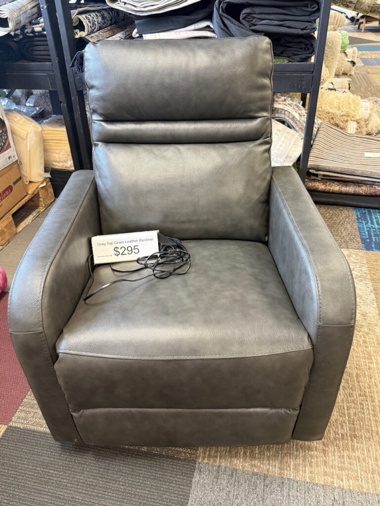 Gray leather recliner