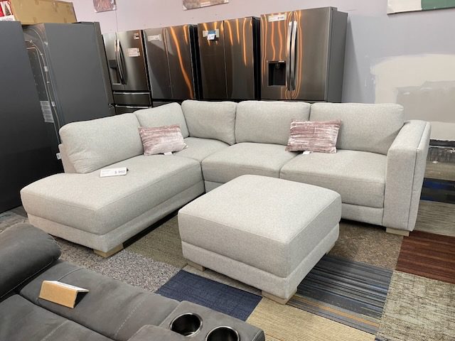 White Sectional with ottoman
