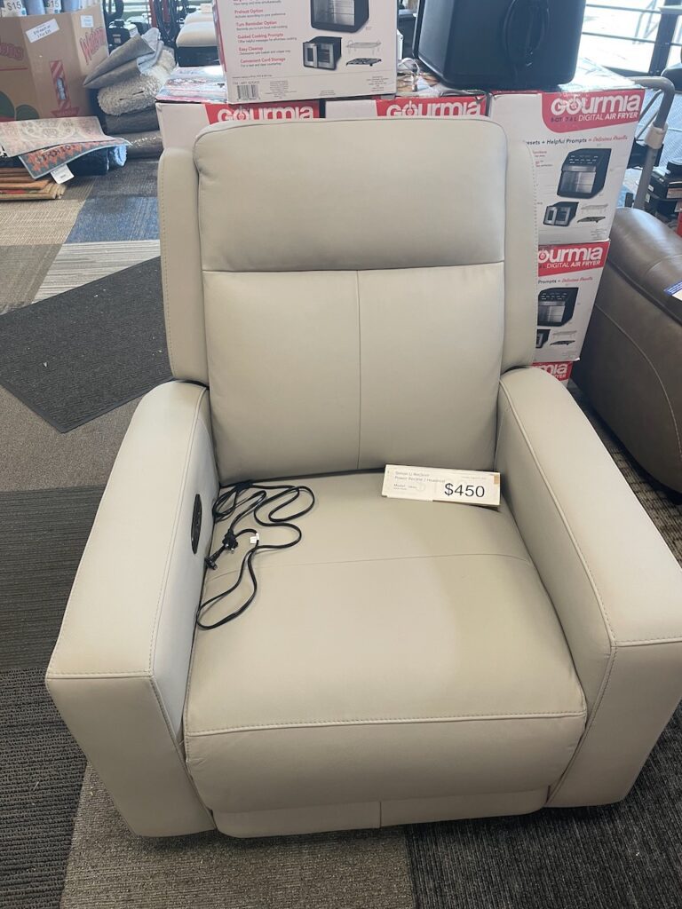 White leather recliner